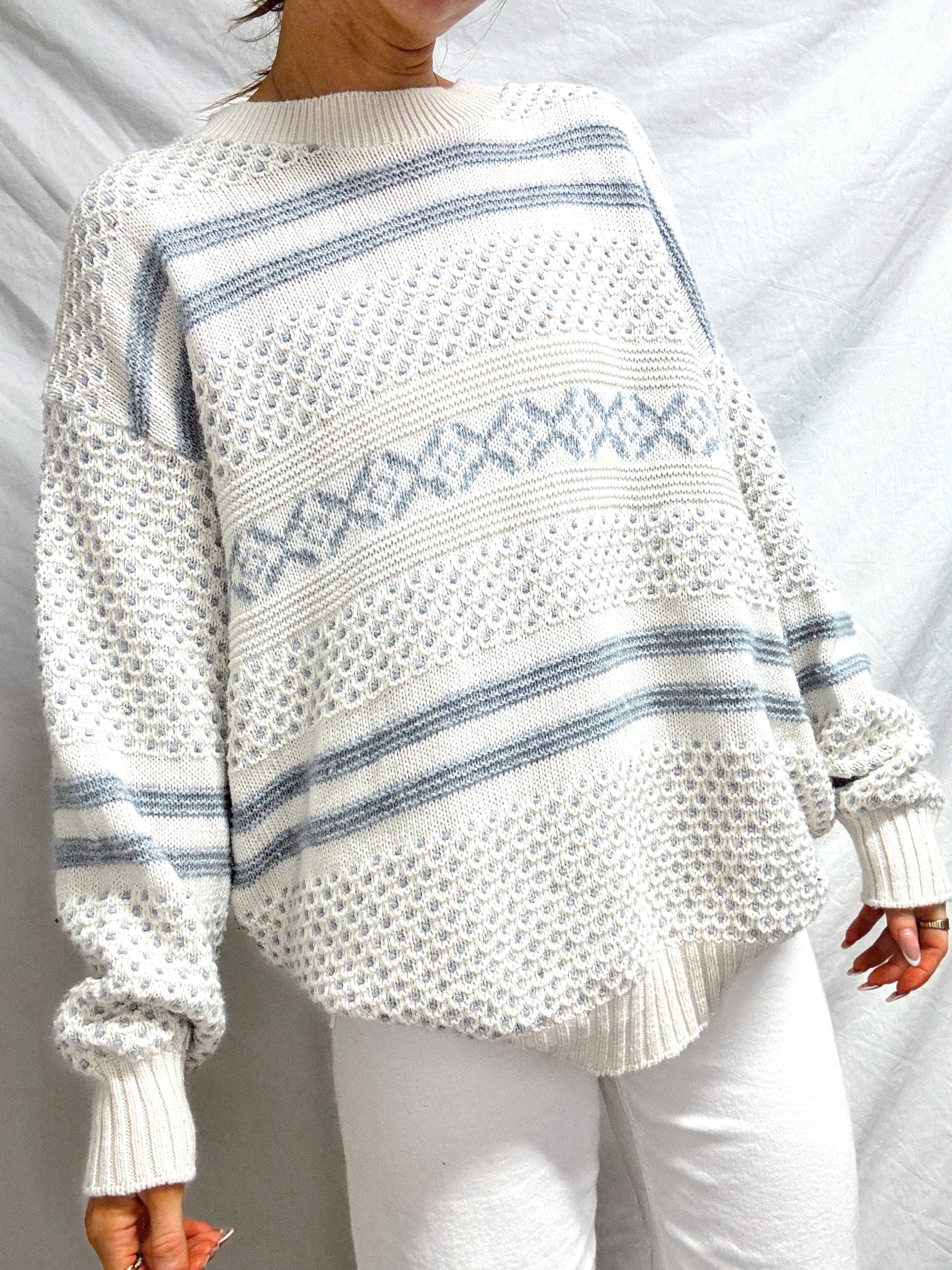 Vintage neutral Mont Blac cream & grey knit sweater