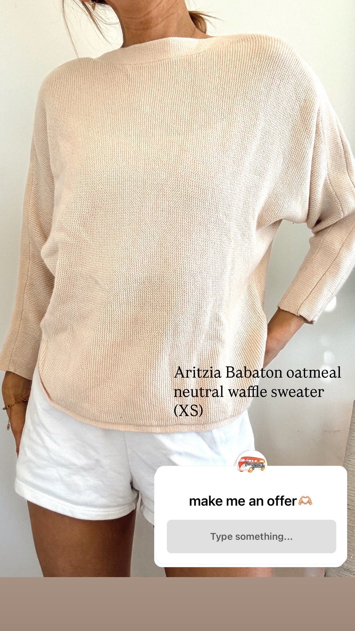 Aritzia Babaton oatmeal neutral waffle sweater