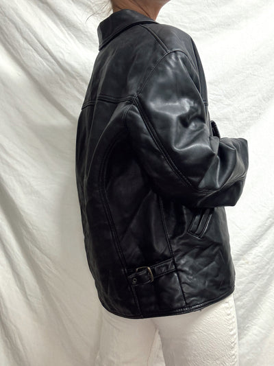 Vintage black zipper leather jacket