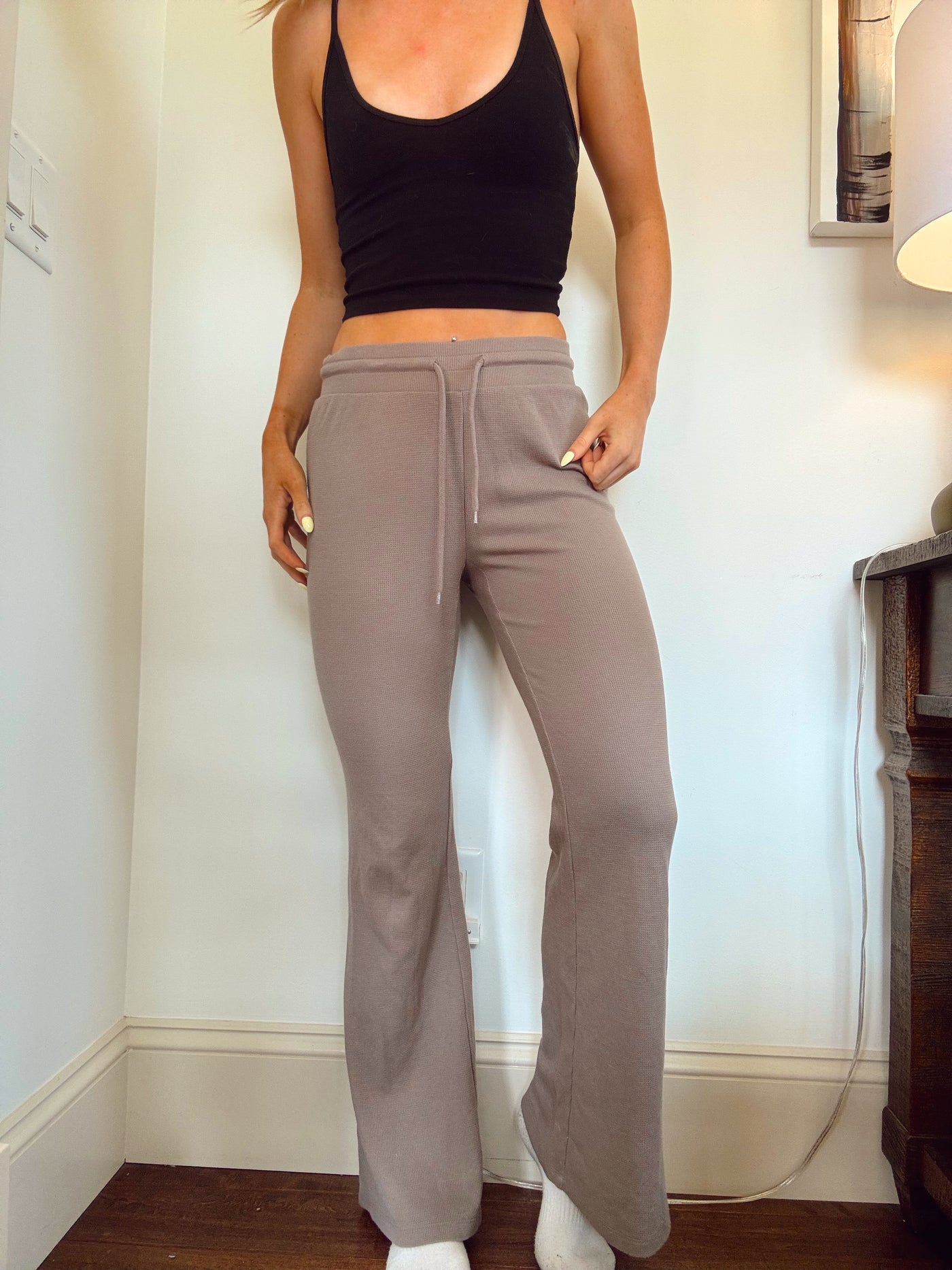 Sunday best taupe waffle lounge pants