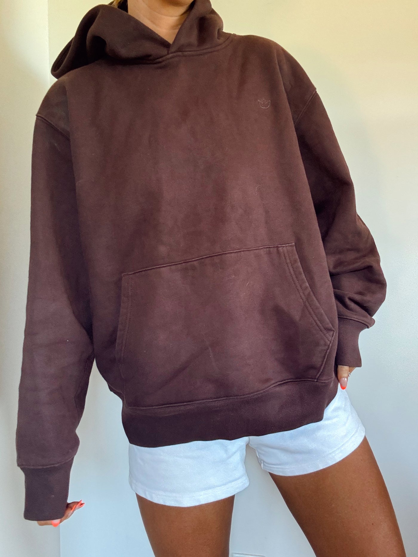 Adidas chocolate brown neutral hoodie
