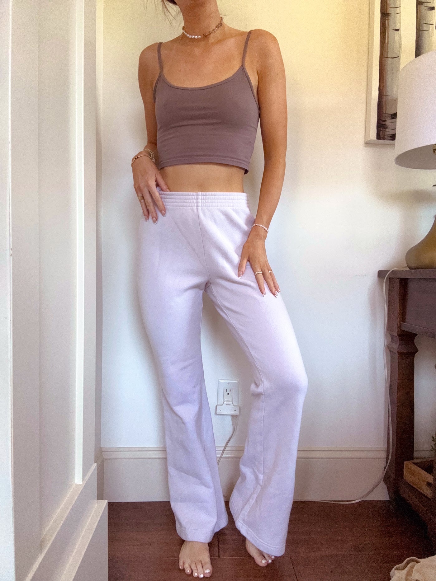TNA Aritzia, cosy fleece perfect light pink sweatpants
