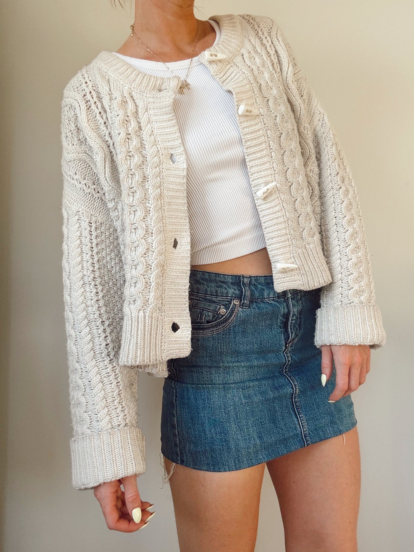 Vintage Birch wood knit chunky cardigan
