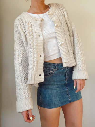 Vintage Birch wood knit chunky cardigan