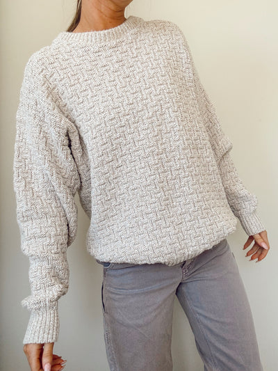 Vintage oatmeal textured knit sweater