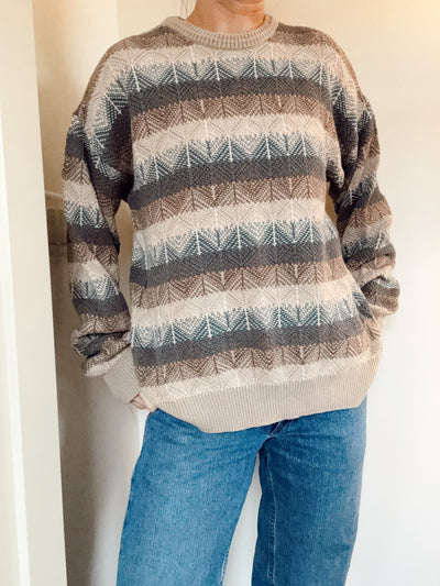Vintage cabin vibes striped knit sweater