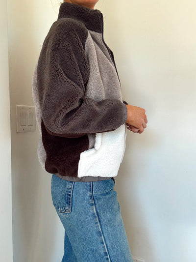 Vintage salt & stone neutral Sherpa jacket