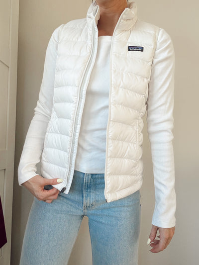 White Patagonia puffer vest