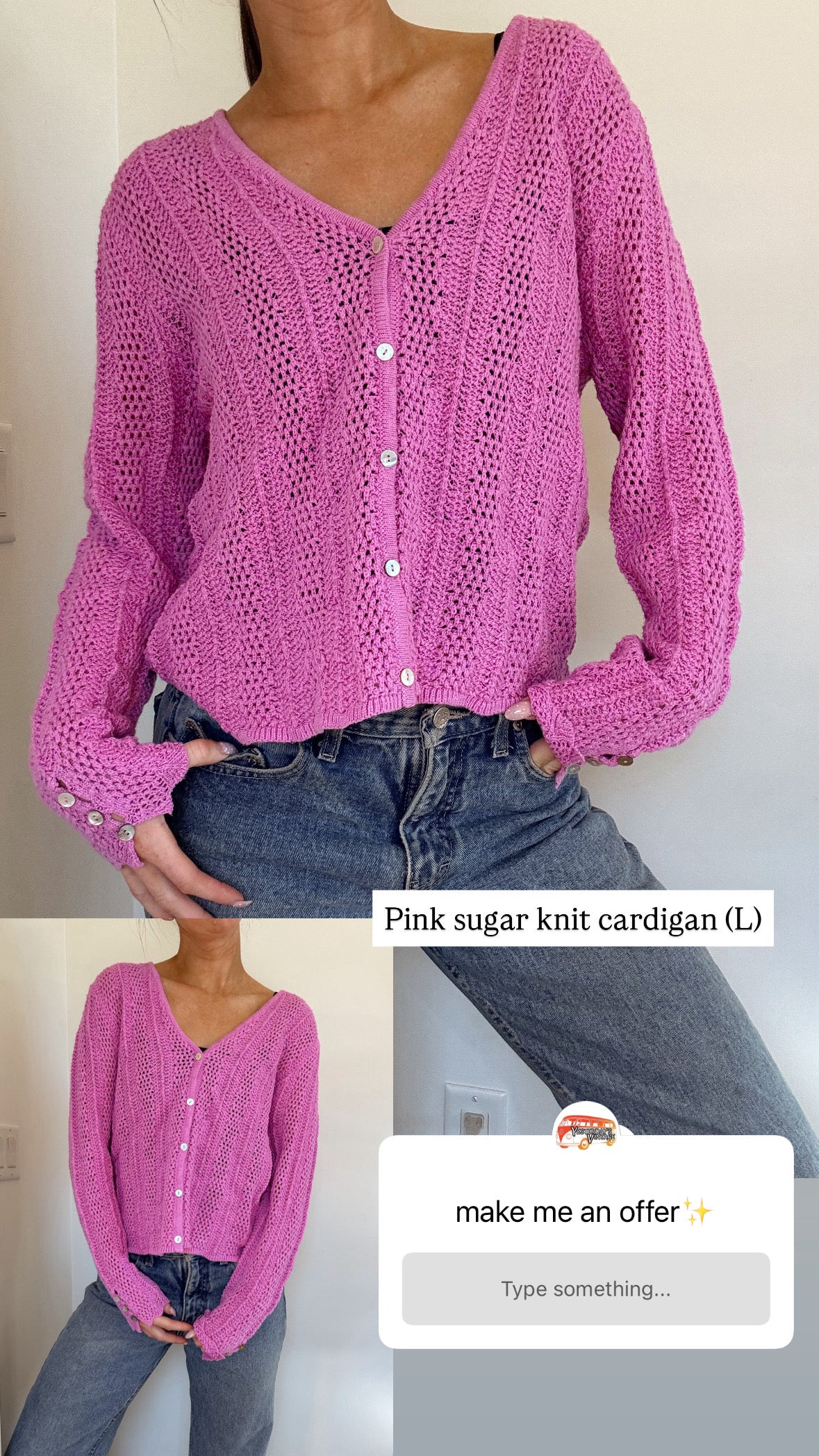 Pink sugar knit cardigan