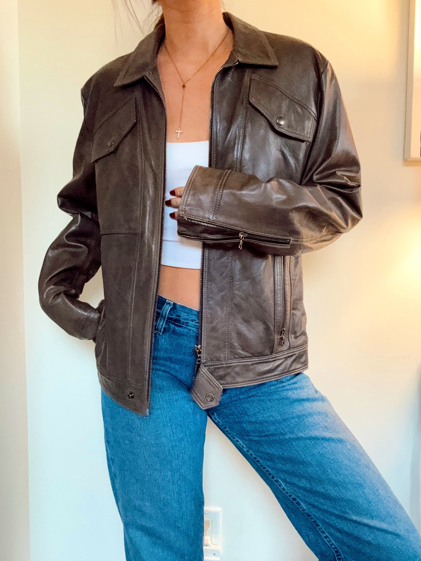 Vintage stable brown vegan leather