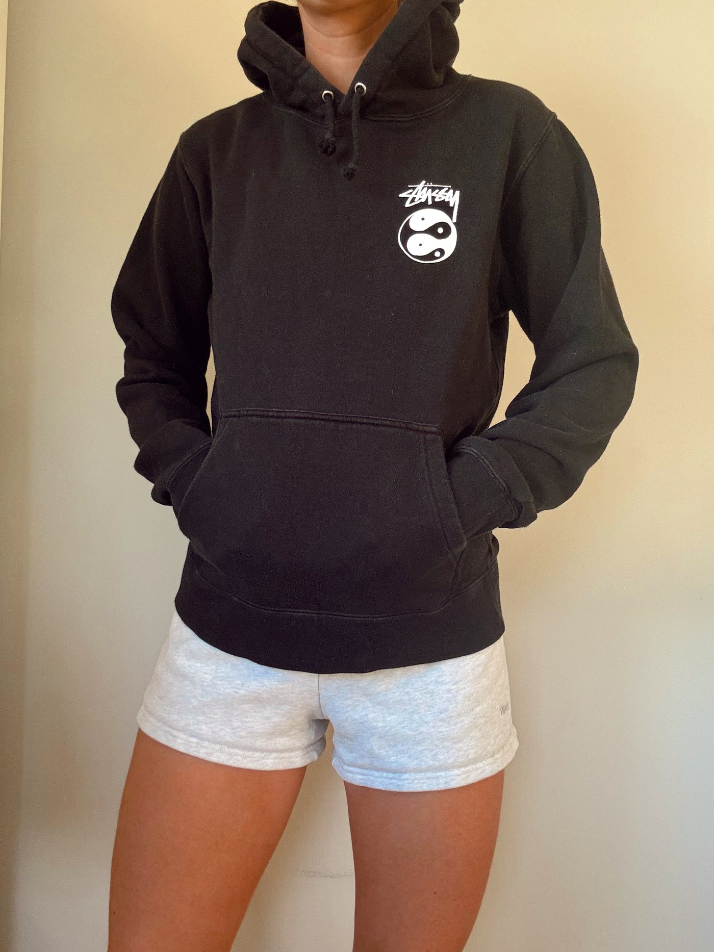 Black Stüssy ying yang hoodie