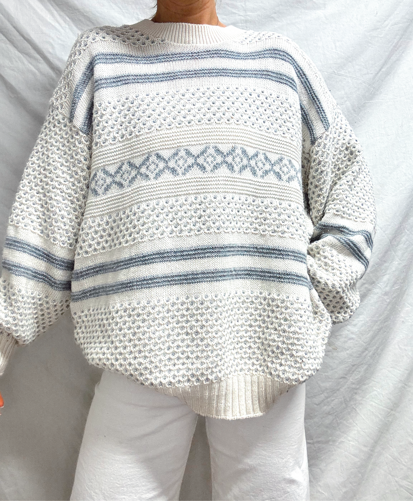 Vintage neutral Mont Blac cream & grey knit sweater