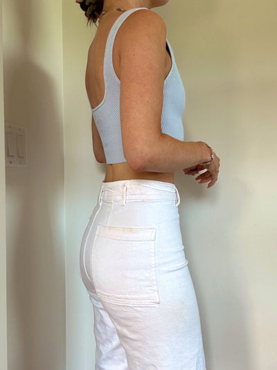 Baby blue Babaton Aritzia sculpt knit tank top