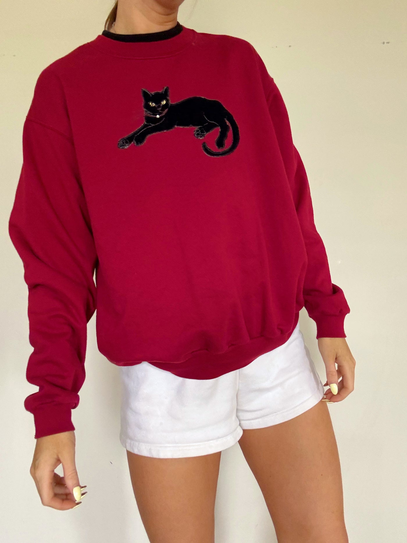 Vintage black cat crewneck