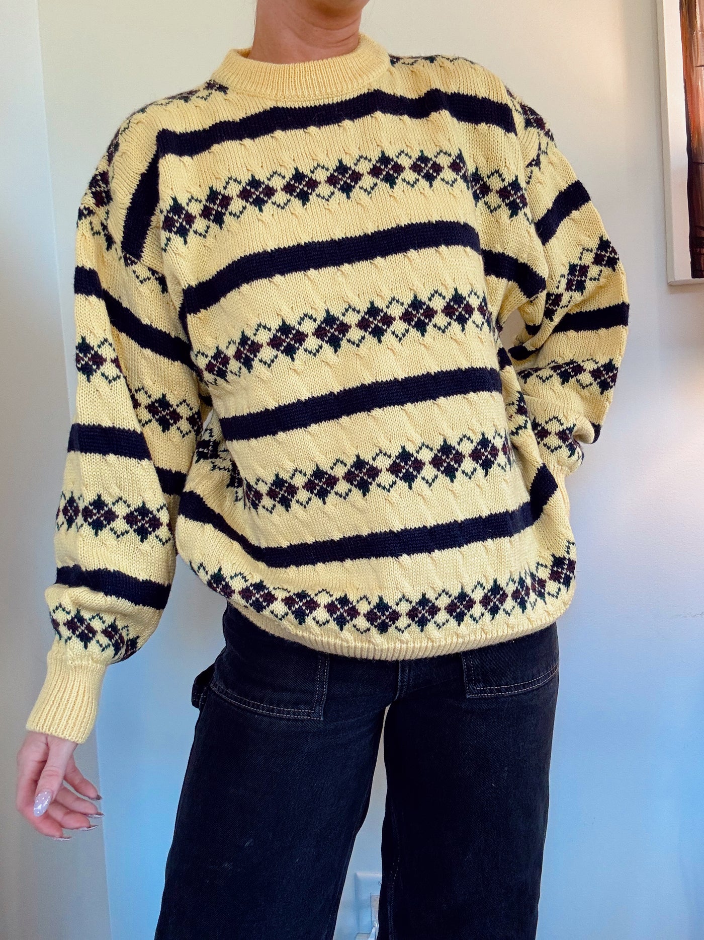 Vintage harvest striped knit sweater