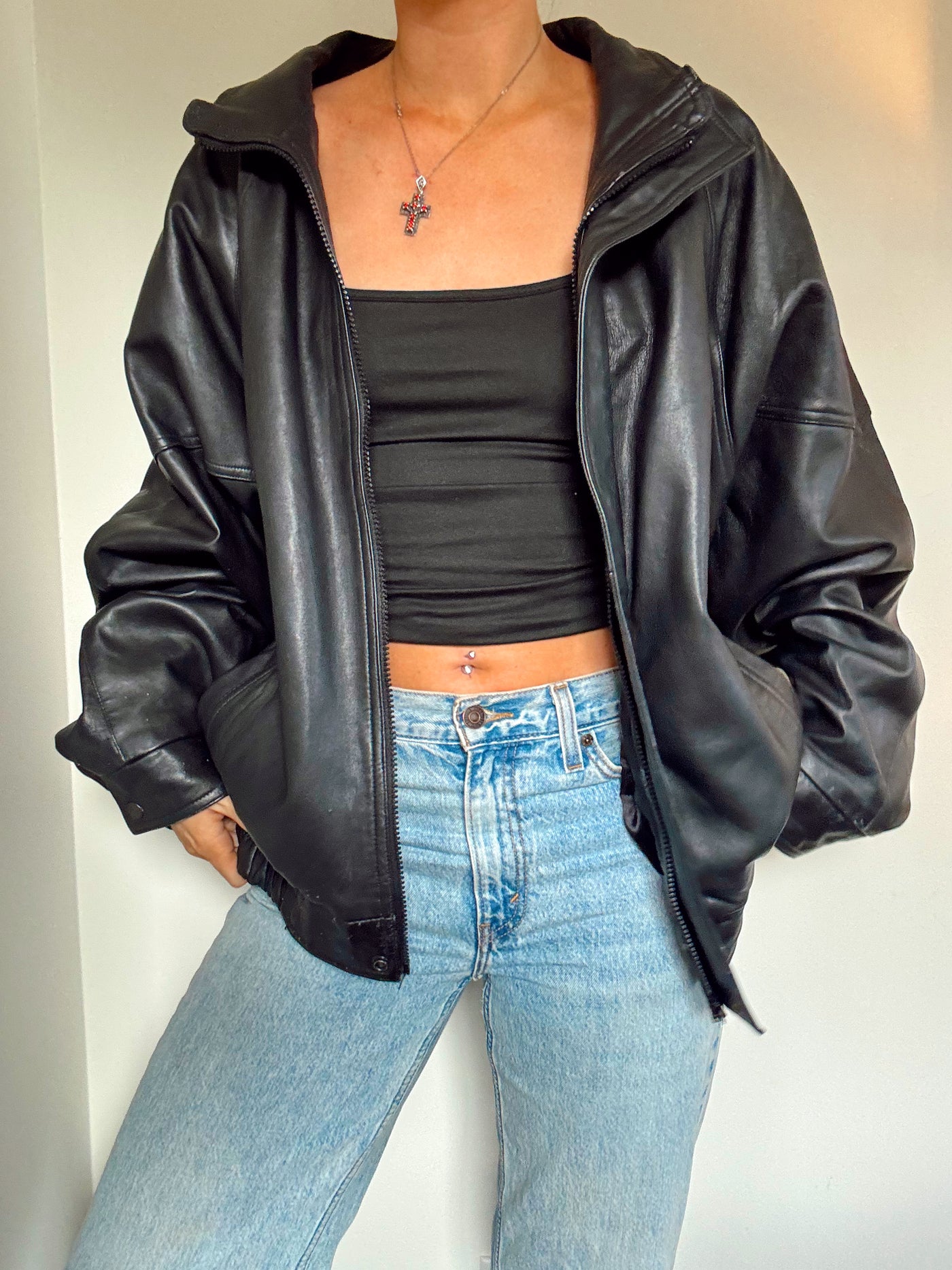 Vintage black NYC bomber jacket
