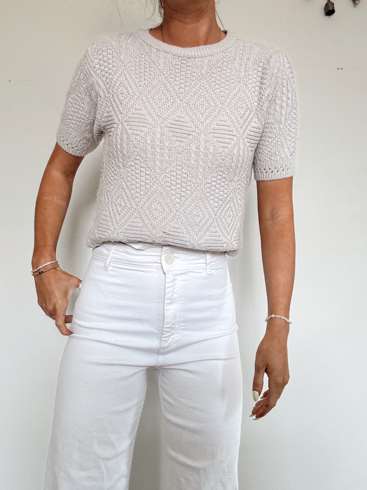 Vintage ash hollow knit top