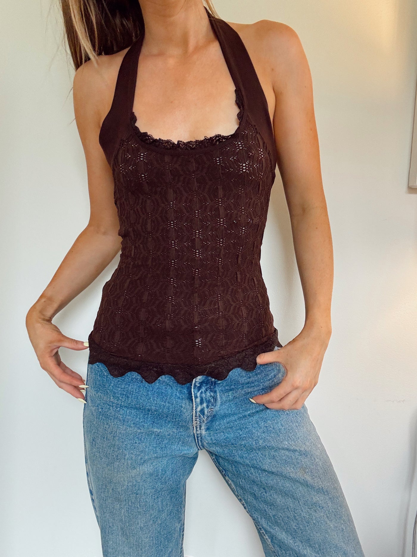 Vintage brown espresso halter top
