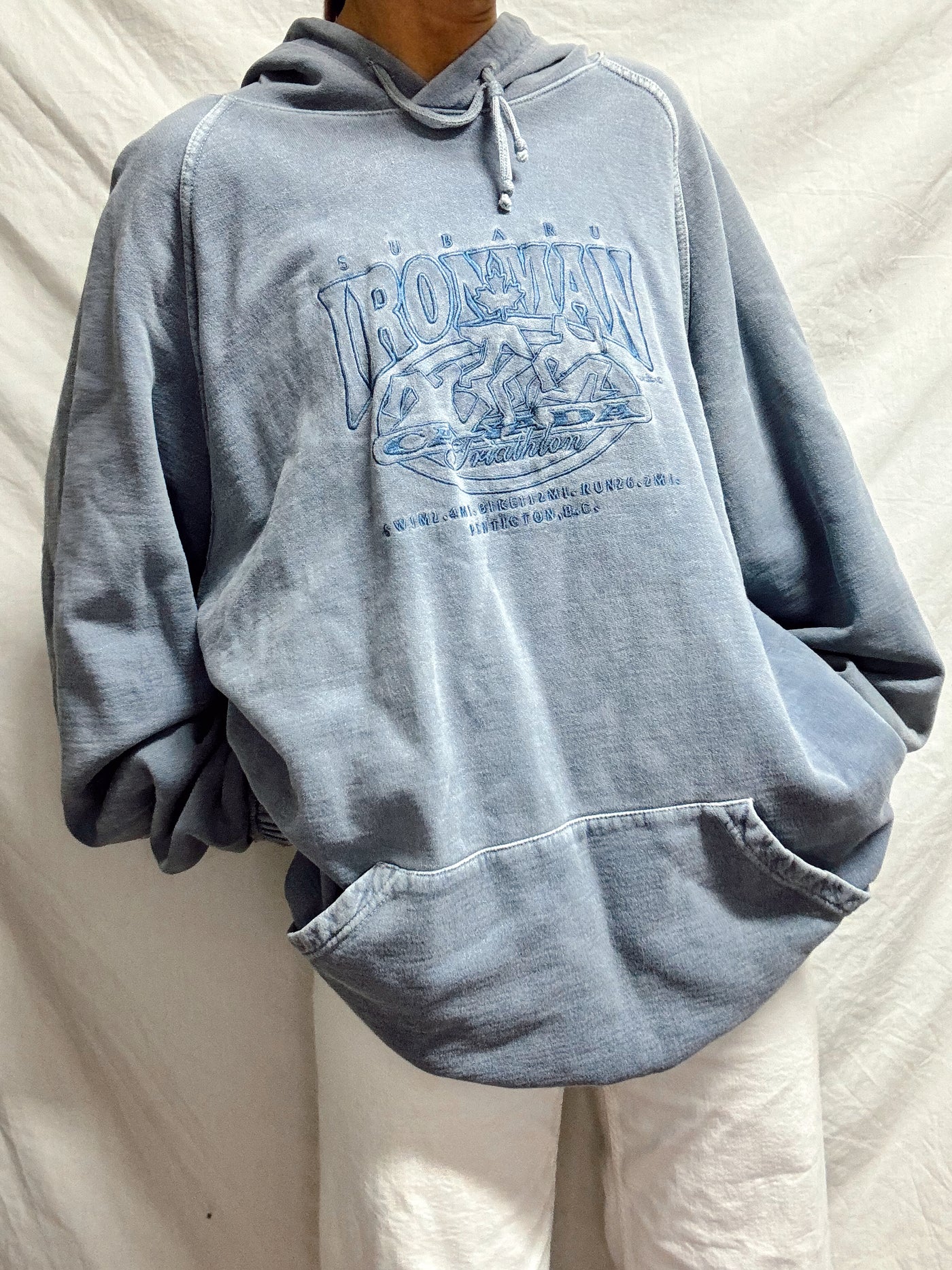 Vintage Dusty blue Subaru Ironman triathlon Canada hoodie